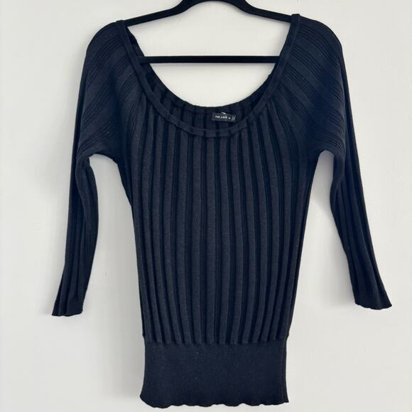 Vintage 2006 The Limited Silk Cashmere Blend Sweater Ribbed Black Sparkly Size M - Picture 2 of 10
